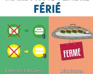 mardi 11 novembre férié : déchèteries fermées et collectes reportées